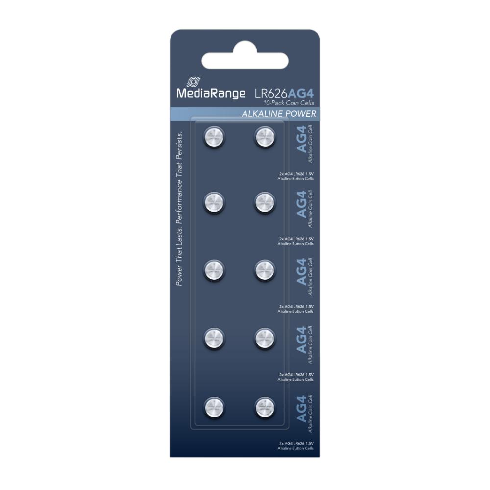MediaRange Premium Alkaline Coin Cells AG4|LR626|1.5V Pack 10 (MRBAT111)
