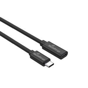 MediaRange USB Type-C® Extension Cable, Plug to Socket, USB 3.2 Gen 1x1 5 Gbps, USB-C Power Delivery enabled 60W max., 2.0m, Black (MRCS245)