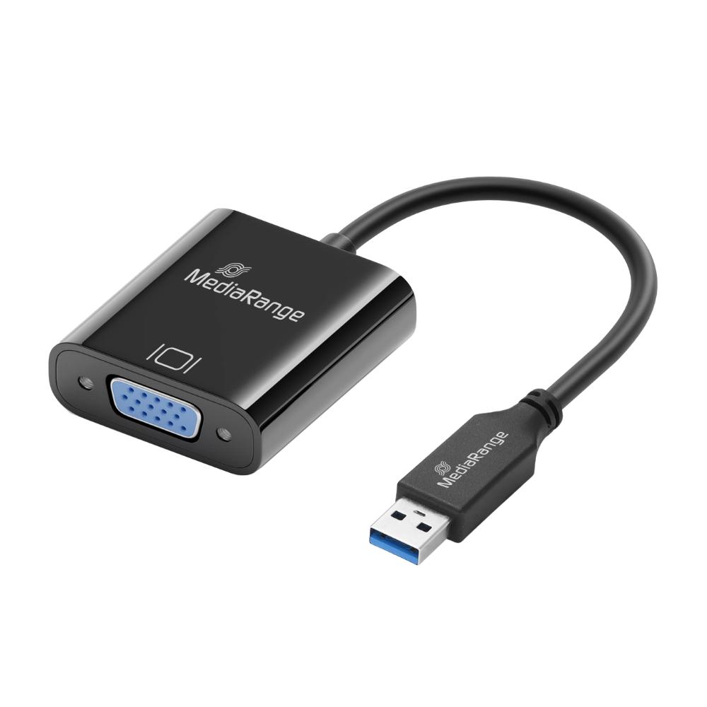 MediaRange USB-A 3.0 to VGA (HD15) Video Converter, 20cm, Black (MRCS230)