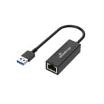 MediaRange USB-A Ethernet Adapter with RJ45 Port, 10/100/1000 Mbps, 20cm, Black (MRCS238)