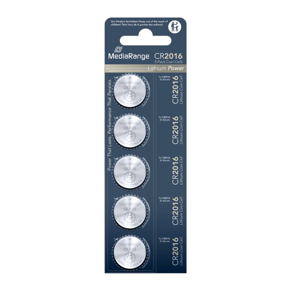 Μπαταρία Λιθίου MediaRange Coin Cells CR2016 3V (5 Pack) (MRBAT136)