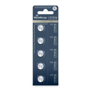 MediaRange Lithium Coin Cells CR1216|3V Pack 5  (MRBAT133)