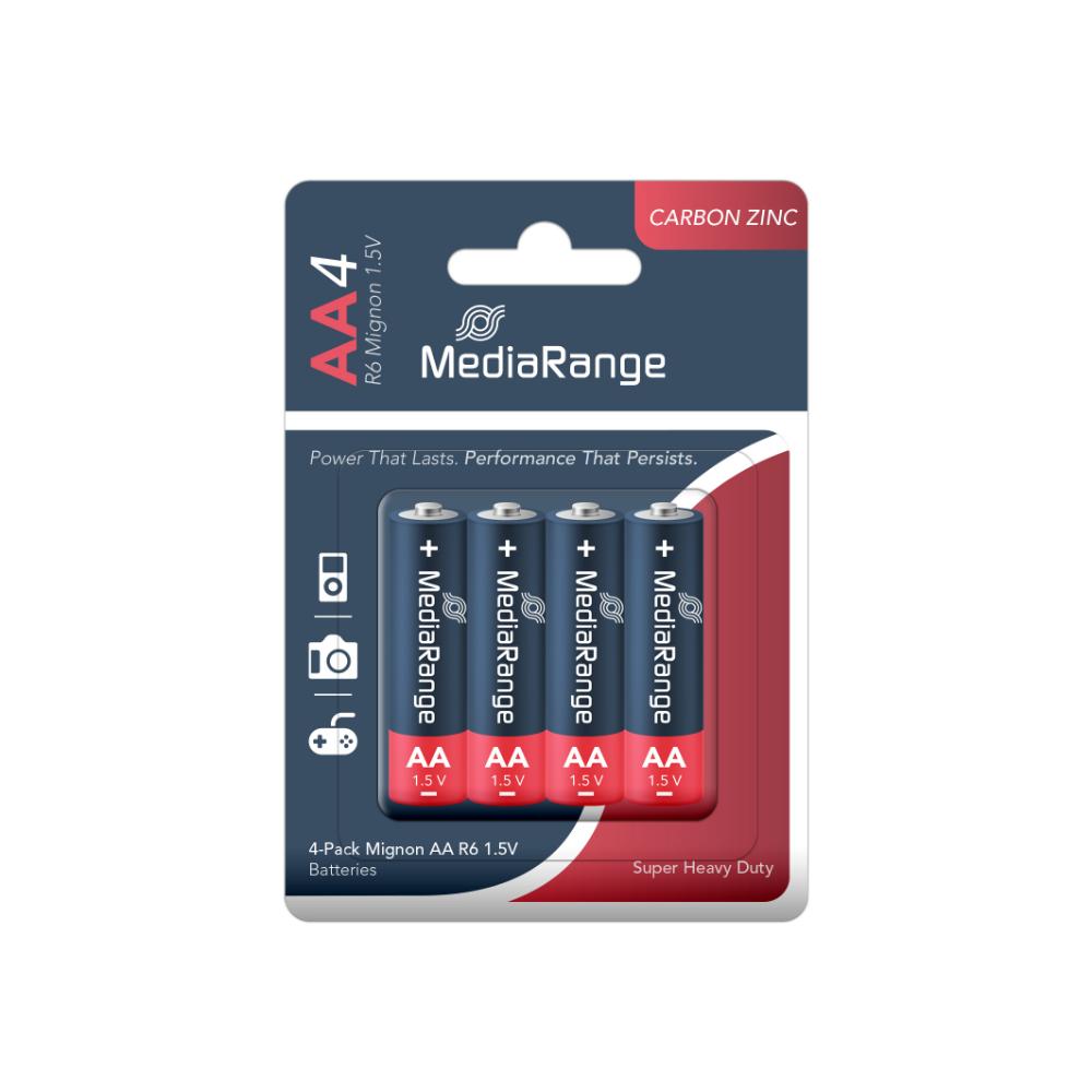 MediaRange Super Heavy Duty Carbon-Zinc Mignon AA|R6|1.5V Pack 4 (MRBAT144)