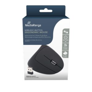 MediaRange Ergonomic 6-button wireless optical mouse for right-handers (Black, Wireless) (MROS232)